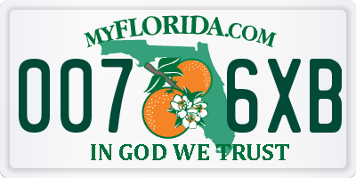 FL license plate 0076XB