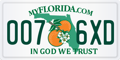 FL license plate 0076XD