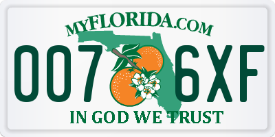 FL license plate 0076XF