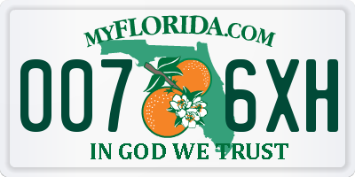 FL license plate 0076XH