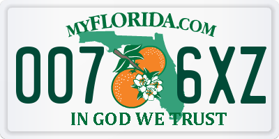 FL license plate 0076XZ