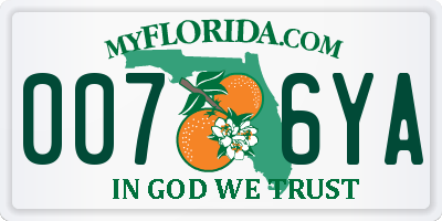 FL license plate 0076YA