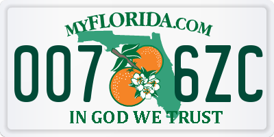 FL license plate 0076ZC