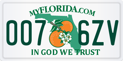 FL license plate 0076ZV