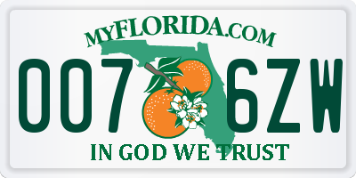 FL license plate 0076ZW