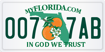 FL license plate 0077AB