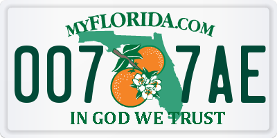 FL license plate 0077AE
