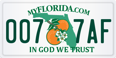 FL license plate 0077AF