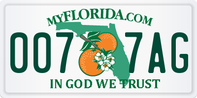 FL license plate 0077AG