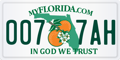 FL license plate 0077AH