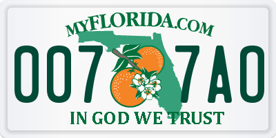 FL license plate 0077AO