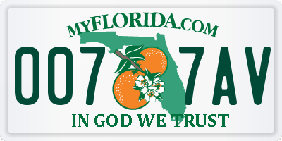 FL license plate 0077AV