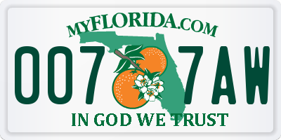 FL license plate 0077AW