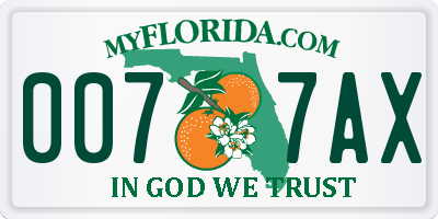 FL license plate 0077AX