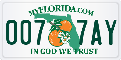 FL license plate 0077AY