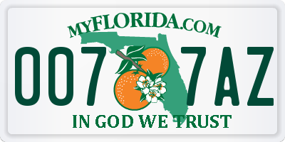 FL license plate 0077AZ