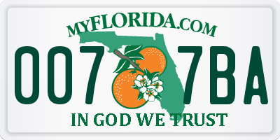 FL license plate 0077BA