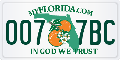 FL license plate 0077BC