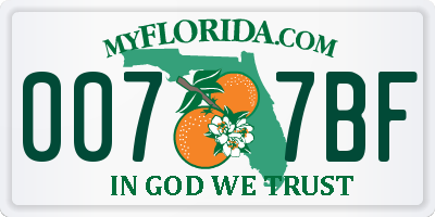 FL license plate 0077BF