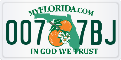 FL license plate 0077BJ