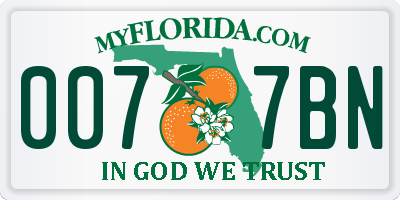 FL license plate 0077BN
