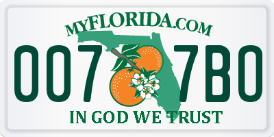 FL license plate 0077BO