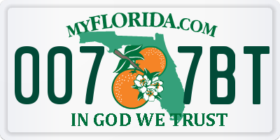 FL license plate 0077BT