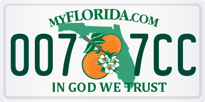 FL license plate 0077CC