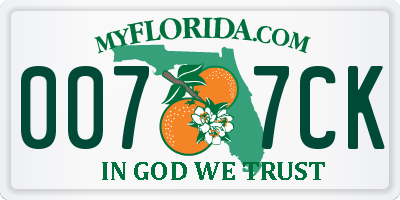 FL license plate 0077CK