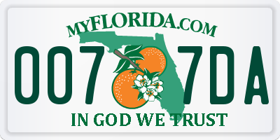 FL license plate 0077DA