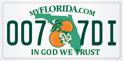 FL license plate 0077DI