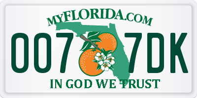 FL license plate 0077DK