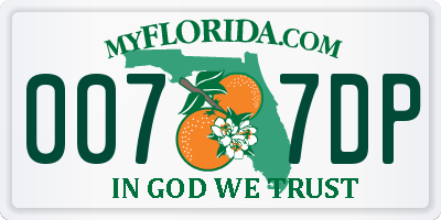 FL license plate 0077DP