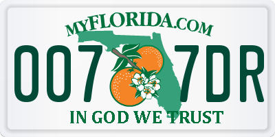 FL license plate 0077DR
