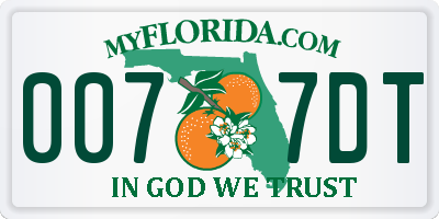 FL license plate 0077DT
