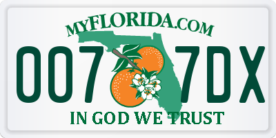 FL license plate 0077DX