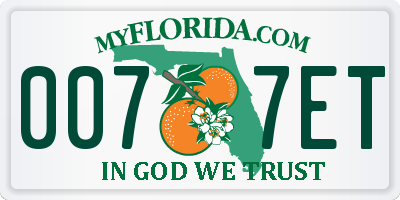 FL license plate 0077ET