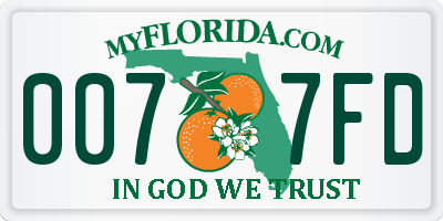 FL license plate 0077FD
