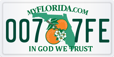 FL license plate 0077FE