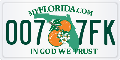 FL license plate 0077FK
