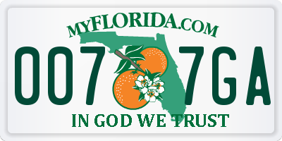 FL license plate 0077GA