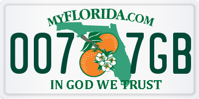 FL license plate 0077GB