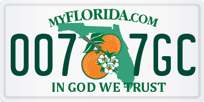 FL license plate 0077GC