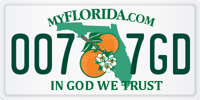 FL license plate 0077GD