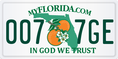 FL license plate 0077GE