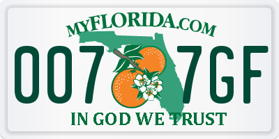 FL license plate 0077GF