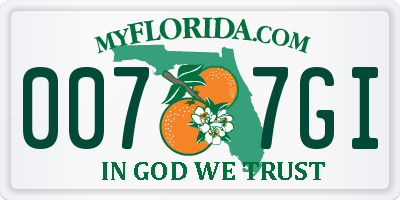 FL license plate 0077GI