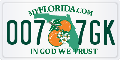 FL license plate 0077GK