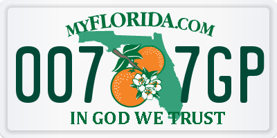 FL license plate 0077GP