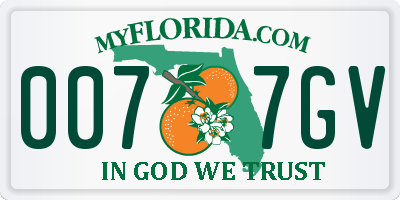 FL license plate 0077GV